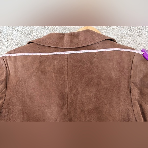 Vintage HERRERO Y RODERO Suede Leather Long Coat Button Sz L 60s 70s Barcelona - Picture 11 of 15